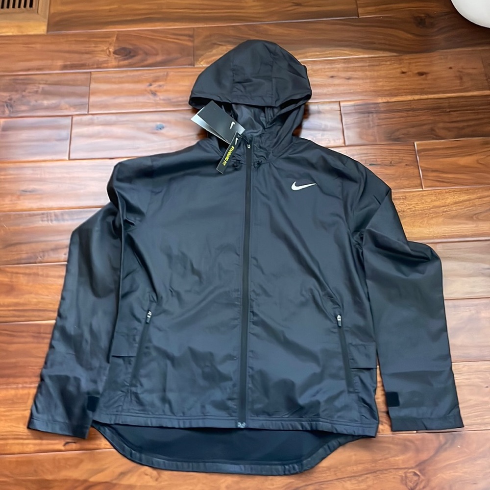Nike Black Water Repelling Womens Hooded Running Jacket, Sz M, NWT